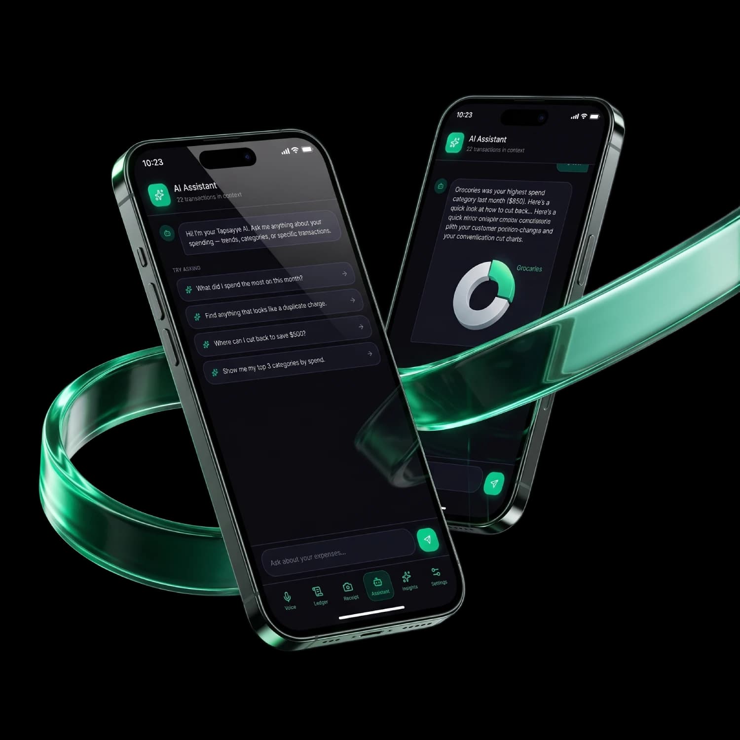 AI personal finance assistant chat answering money questions in Tapsayve